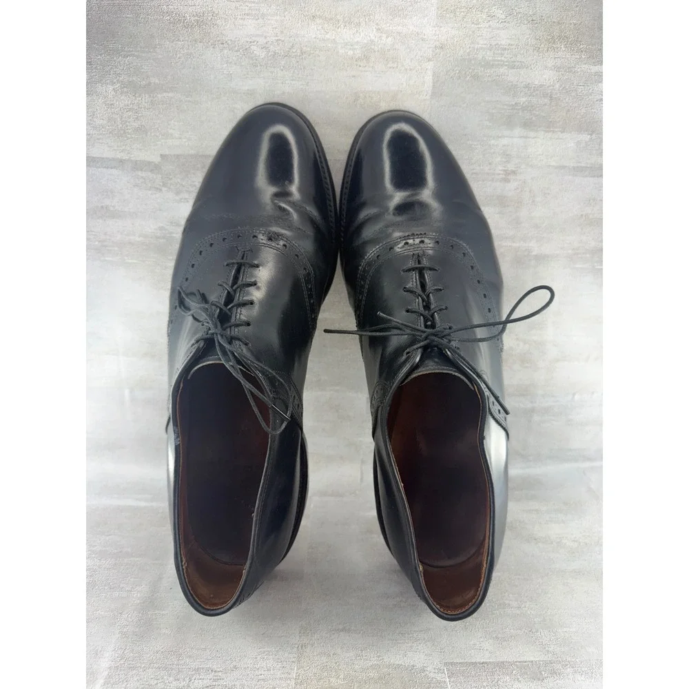 Allen Edmonds Shelton Men Black Leather Wingtip Brogue Oxford Dress Shoes 12.5D